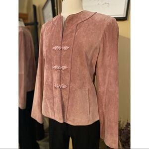 Jones New York pink rose suede toggle jacket szM